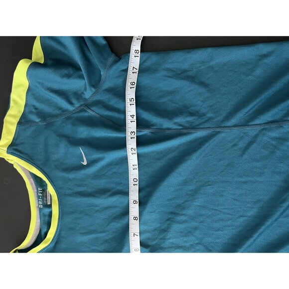 Nike Dri-FIT Running Shirt Womens XL Teal Yellow Long Sleeve Crewneck Thumbholes - Picture 6 of 7